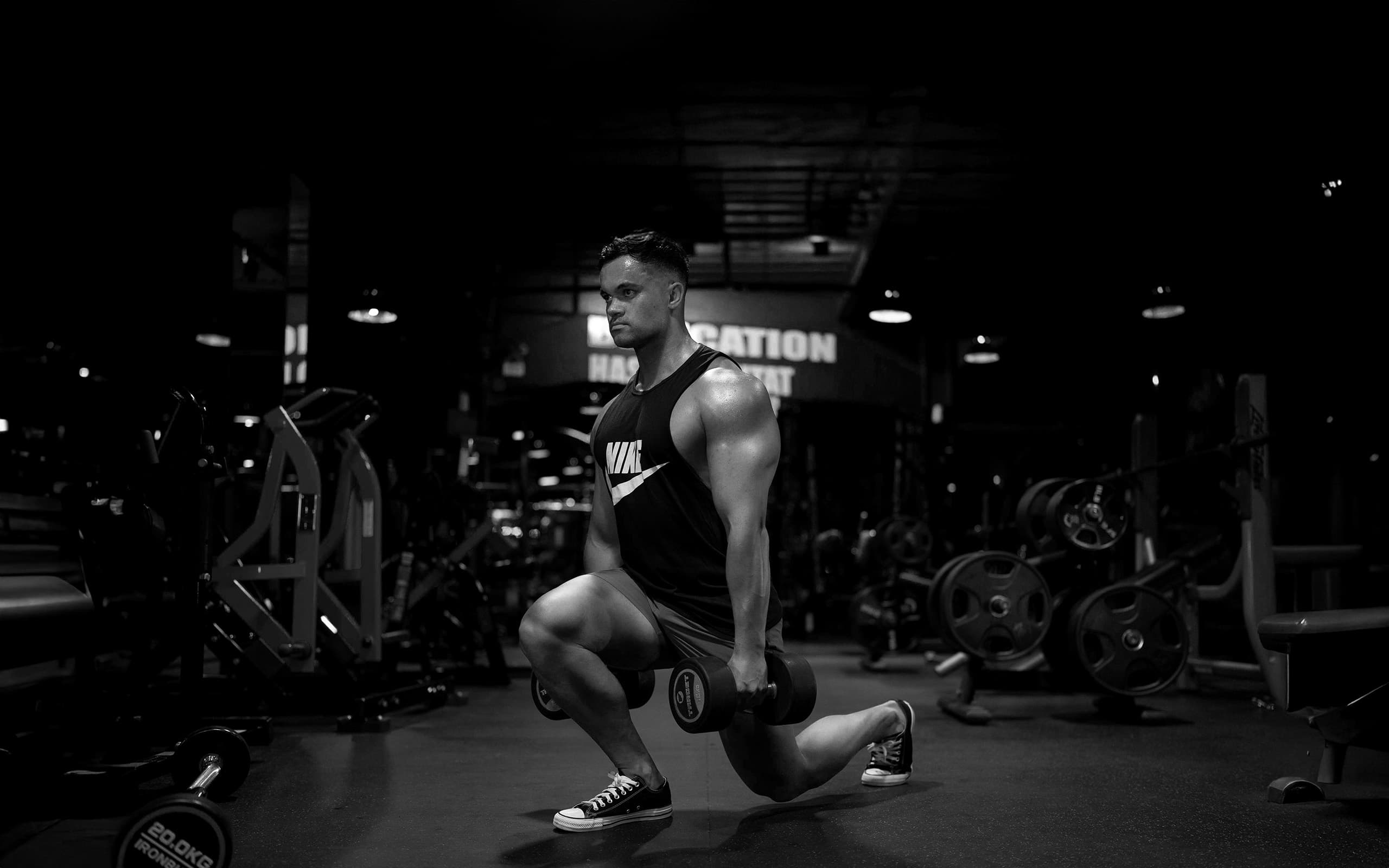 Athletes training in gym